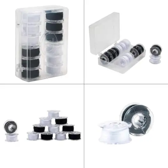 SINGER&reg; Class 15J Sewing Bobbin & Storage Rings Set, Black & White {4}