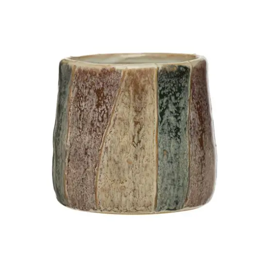 12" Reactive Glaze Hand-Painted Stoneware Planter {1}