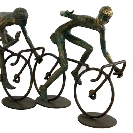 20" Bronze Polystone Cyclists Sculpture {5}