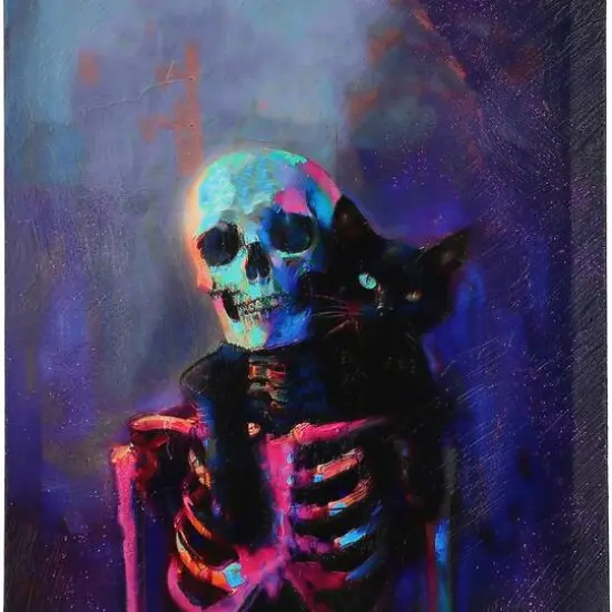 12" x 17" Skeleton with Black Cat Canvas Wall Art by Ashland&reg; {3}