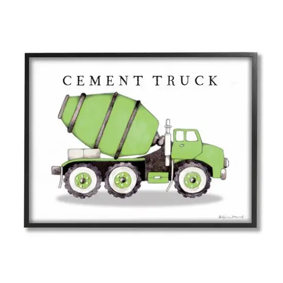 Stupell Industries Green Cement Truck Black Framed Wall Art {1}