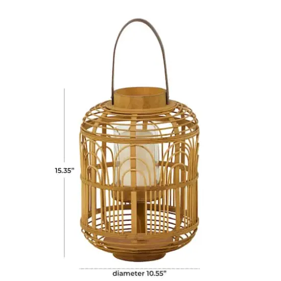 15" Tan Bohemian Bamboo Lantern {7}
