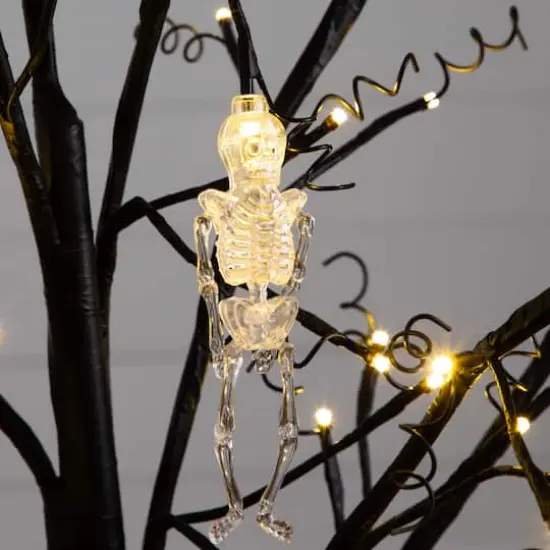 5ft. Pre-Lit Artificial Halloween Pumpkins and Skulls Ornament Tree with 72 Warm White LED Lights {5}