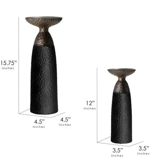 American Art Decor Twin Crucibles 2-Piece Table Top Candle Holder Set in Black - 15.25" x 4.5", 15.25" x 4.5" {8}