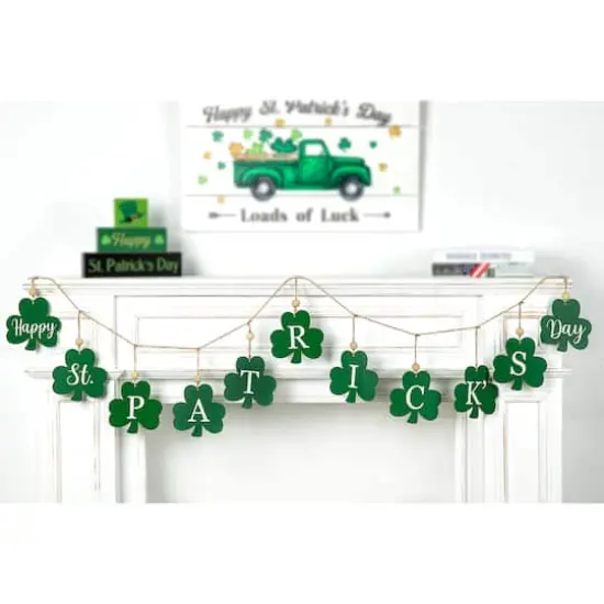 Glitzhome&reg; St. Patrick's Metal Shamrocks Garland {3}