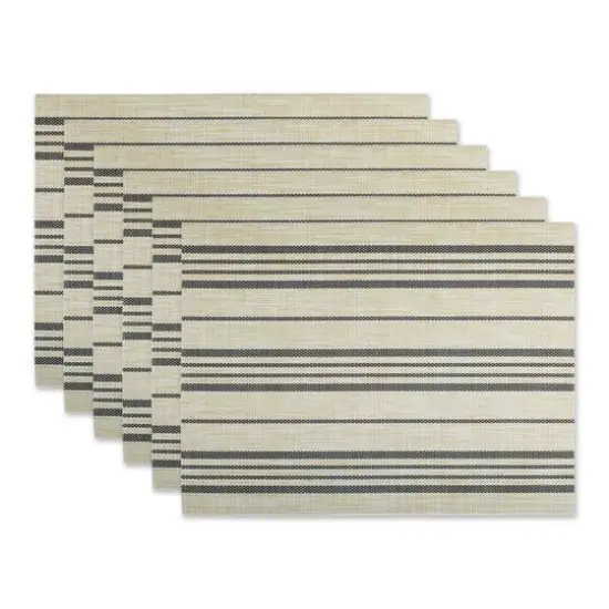 DII&reg; Black Farmhouse Stripe PVC Woven Placemats, 6ct. {1}