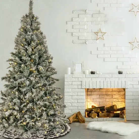 6.5ft. Pre-Lit Snowy Harwich Artificial Christmas Tree, Warm White LED Lights {3}