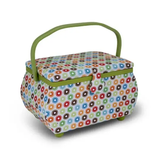 Dritz&reg; Multicolor Retro Large Curved Sewing Basket {1}