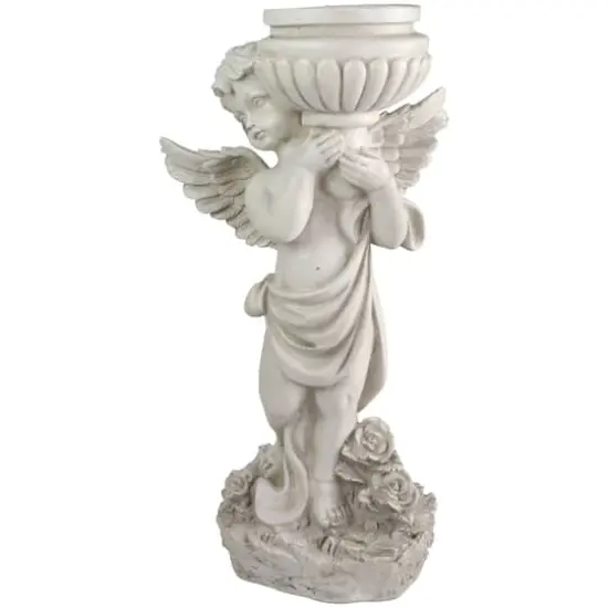 17.5" Cherub Angel Bird Bath Outdoor Garden Statue {4}