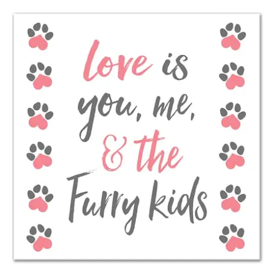 Love is You, Me and the Furry Kids Canvas Wall Art {1}