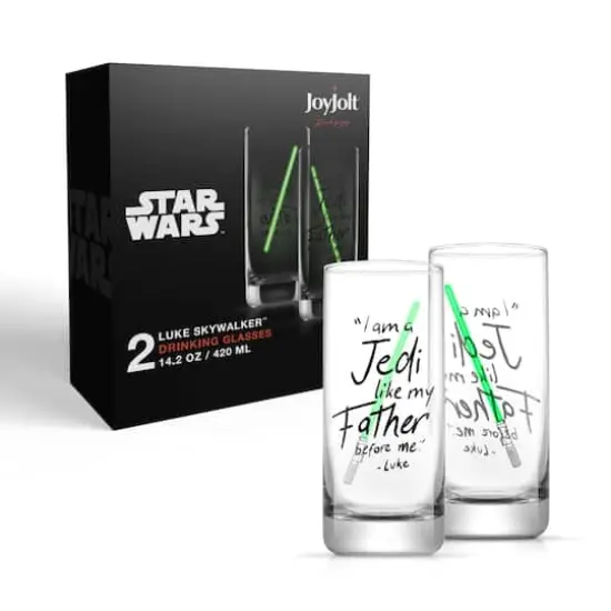 JoyJolt&reg; Star Wars&trade; 14.2oz. New Hope Luke Skywalker Green Lightsaber Tall Drinking Glass, 2ct. {8}