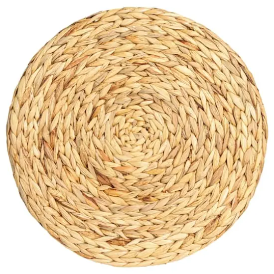 Household Essentials 18" Black & Natural Braided Water Hyacinth & Resin Geometric Side Table {4}