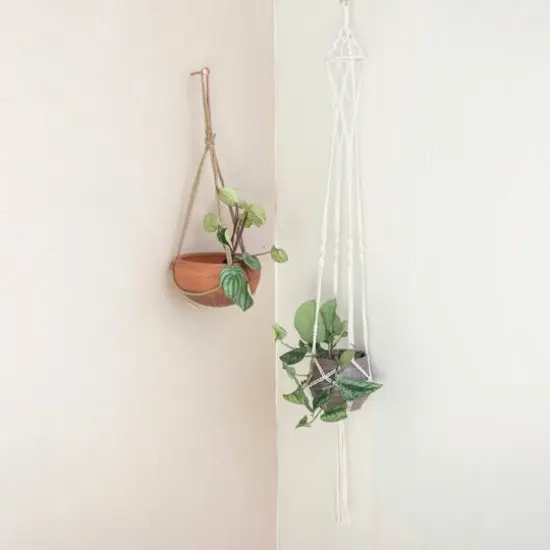Hello Honey&reg; 9.5" Terra Cotta Hanging Stoneware Planter with Cotton Hanger {5}
