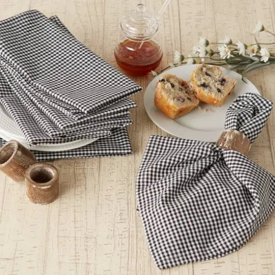DII&reg; Black & Semi Bleached Gingham Cloth Dinner Napkins, 6ct. {7}