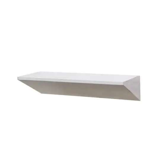 Small White Wedge Wood Floating Wall Shelf {1}