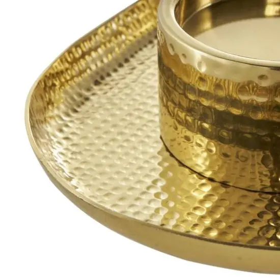 26" Stainless Steel 4 Candle Candelabra with Attached Tray Gold {6}