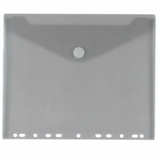 JAM Paper 9.75" x 13" Smokey Gray Plastic Hook & Loop Letter Booklet Envelopes, 12ct. {1}