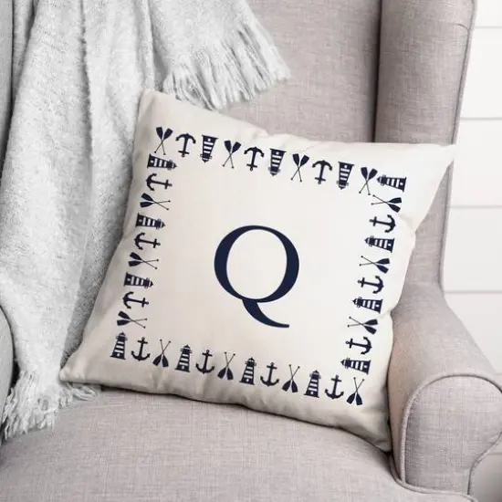 Nautical Monogram Throw Pillow Q {3}