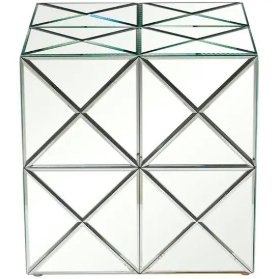Silver Wood Mirrored Accent Table 18" x 18" x 18" {5}