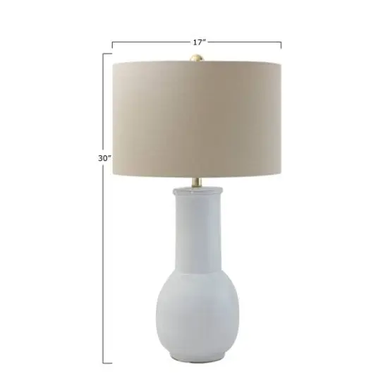 Hello Honey&reg; 30" White Terracotta Table Lamp with Natural Linen Shade {4}