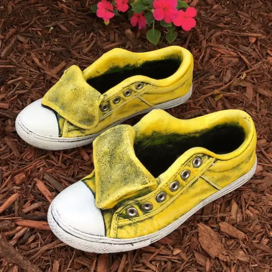 Santa's Workshop 11" Yellow Sneaker Cement Planter, 2ct. {3}