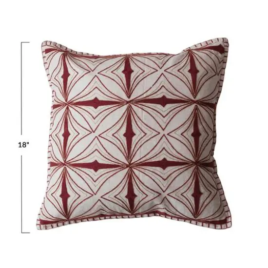 Hello Honey® 18" Cream & Burgundy Embroidered Accent Pillow {5}