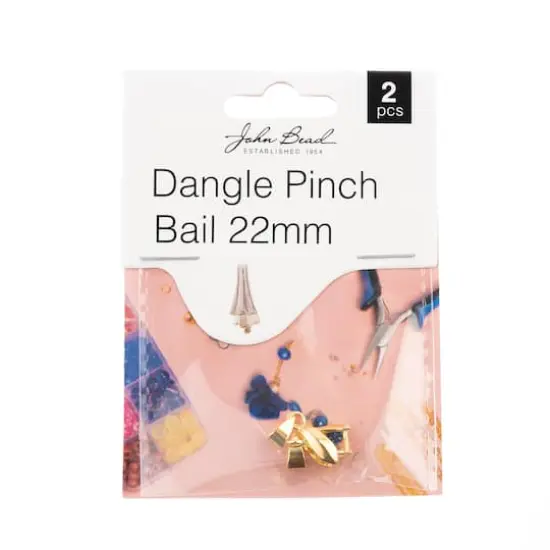 John Bead Must Have Findings 22mm Dangle Pinch Bails, 2ct. Gold {1}