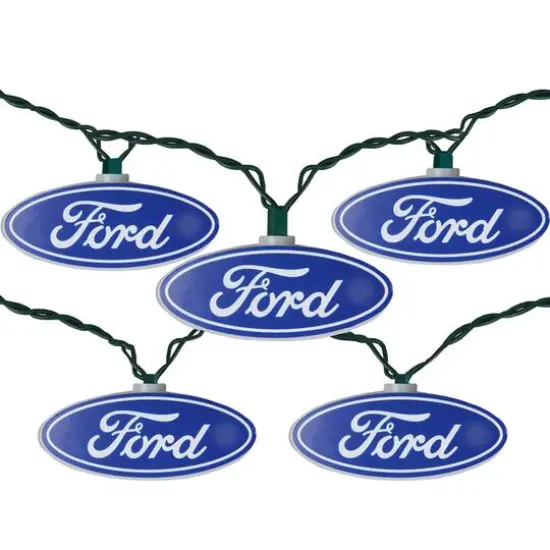 10ct. Blue & White Ford Logo Novelty String Lights {1}