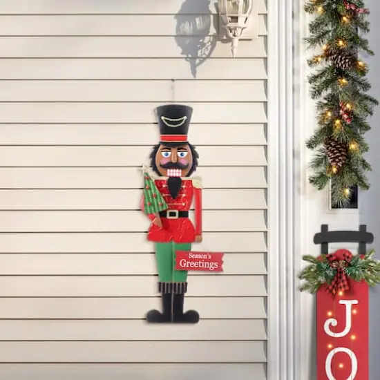 Glitzhome&reg; 36" Christmas Metal African Nutcracker Yard Stake {3}