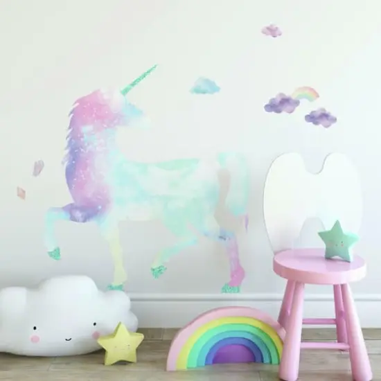 RoomMates Galaxy Unicorn Peel & Stick Giant Wall Decals with Glitter {4}