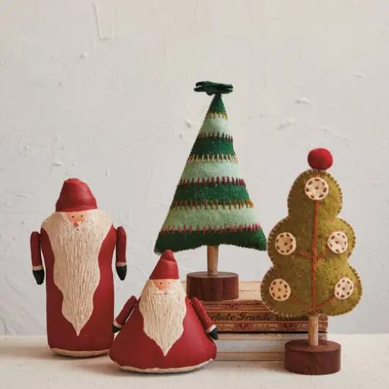 Hello Honey® 9" Red & Cream Tall Hand-Painted Canvas Santa {3}
