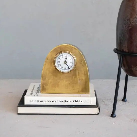 Hello Honey&reg; 7" Antique Gold Metal Mantel Display Clock {6}