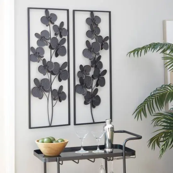 Black Floral Contemporary Wall D&eacute;cor Set {9}