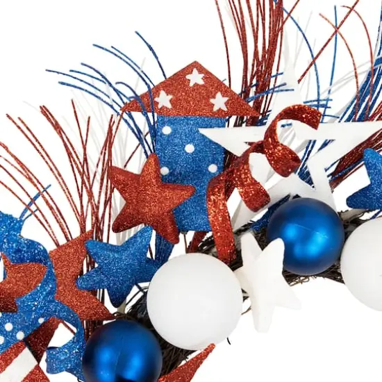 22" Glittered Stars & Rockets Patriotic Wreath {6}