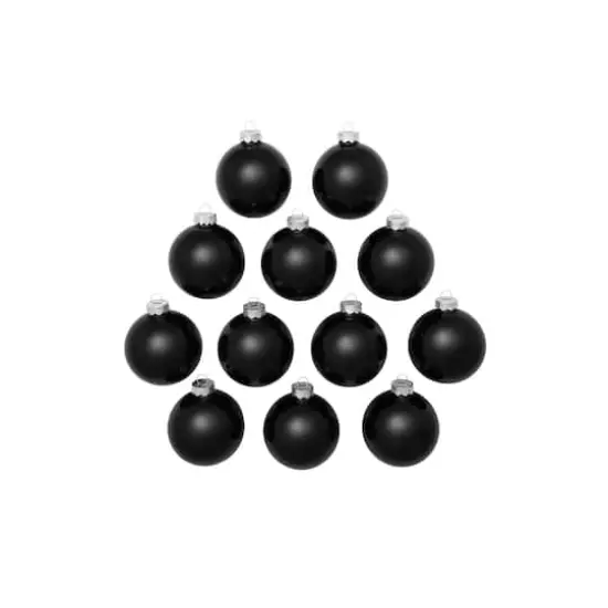 Whitehurst 12ct. 2.75" Shiny Glass Ball Ornaments Black Shiny {3}