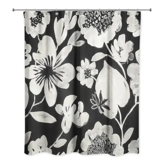 Cream Florals 71" x 74" Shower Curtain {1}