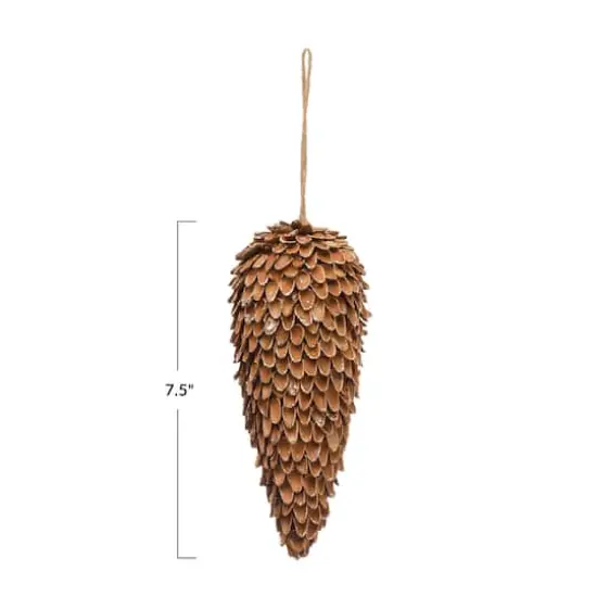 Hello Honey&reg; 7.5" Natural Pinecone Shell Ornament with Gold Glitter {3}