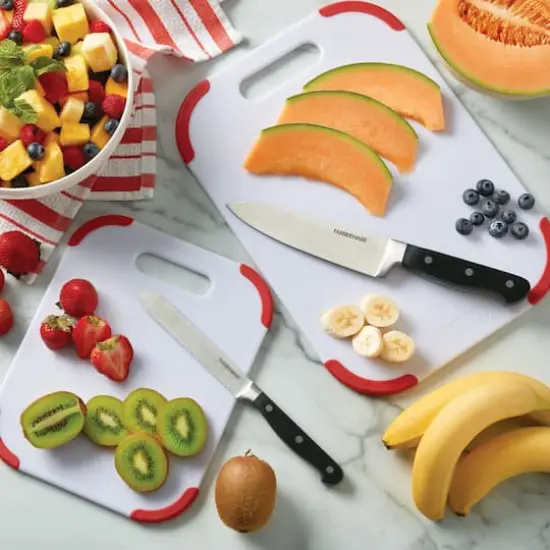 Farberware Red & White 2-Piece Non-Slip Cutting Board Set {4}