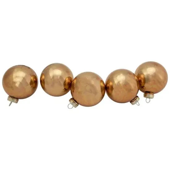 9ct. 2.5" Bronze 2-Finish Glass Ball Christmas Ornaments {9}