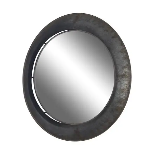 Gray Industrial Metal Wall Mirror {4}