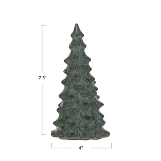 Hello Honey® 7.5" Green Compact Stoneware Tree with Reactive Glaze {4}