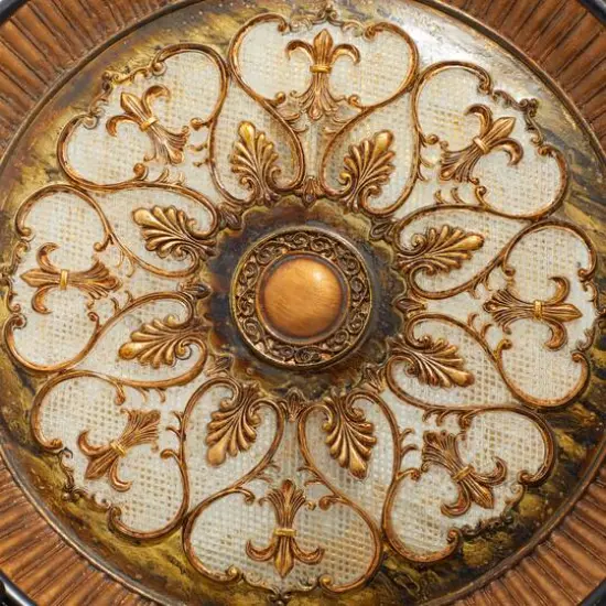 16" Gold Polystone Traditional Decorative Plate with Stand {7}
