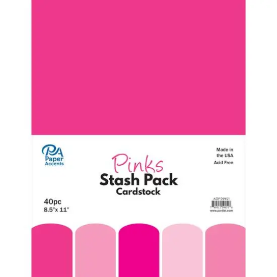 PA Paper&trade; Accents Pinks Stash Pack 8.5" x 11" Cardstock, 40 sheets {1}