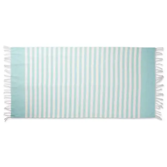 DII&reg; Striped Fouta Towel with Fringe Aqua {5}