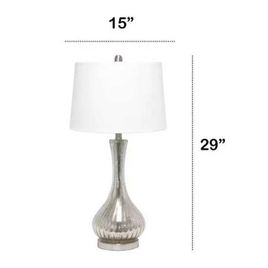 Lalia Home 29" Speckled Mercury Tear Drop Table Lamp with White Fabric Shade {4}