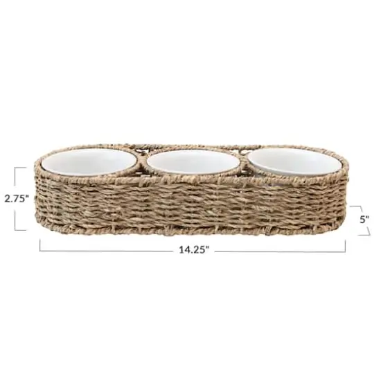 Hello Honey&reg; Hand-Woven Seagrass Basket & Ceramic Bowls Set {6}