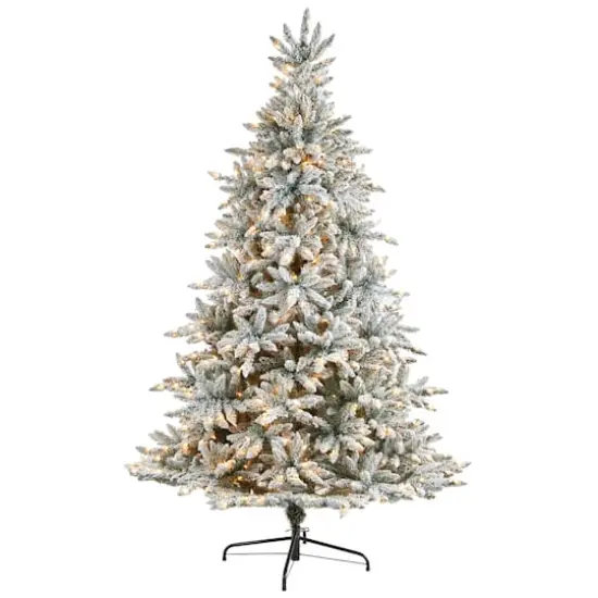 8ft. Pre-Lit Flocked West Virginia Spruce Artificial Christmas Tree, Clear Lights {1}