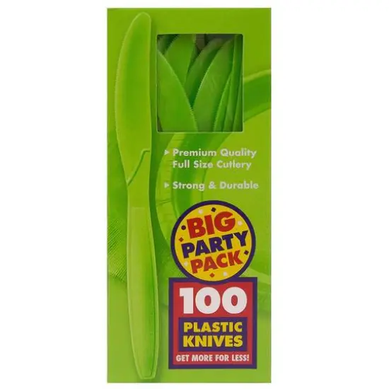 JAM Paper Premium Plastic Knives, 100ct. Lime Green {3}