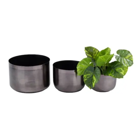 CosmoLiving by Cosmopolitan Iron Modern Planter Set Black {4}