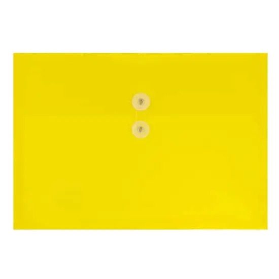 JAM Paper Letter Booklet Plastic Envelopes with Button & String Tie Closure, 12ct. Yellow {1}